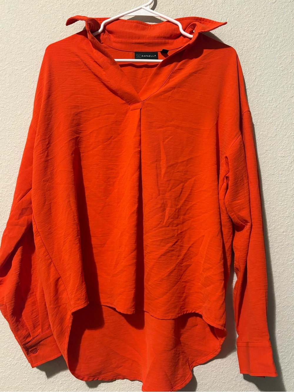 Rafaella Bright Orange Button-Down Blouse